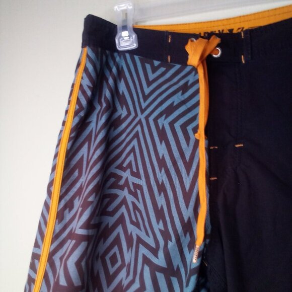 Society Of The Sun Swim Trunks Men 32 Board Shorts Brown Orange Blue - Picture 2 of 15